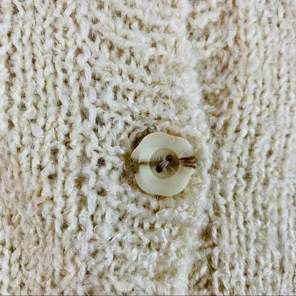 Vintage Fringe Knit Button Front Poncho Sweater